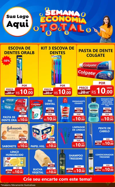 Modelo de Encarte para Encarte Grande com o tema Semana Economia Total para Higiene Pessoal