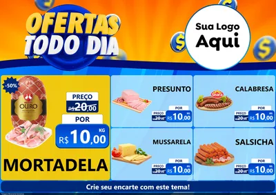 Modelo de Encarte para Encarte A4 Horizontal com o tema Ofertas Todo Dia para Frios e Laticínios