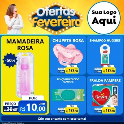 Modelo de Rede Social para Feed Facebook com o tema Ofertas de Fevereiro para Bebês