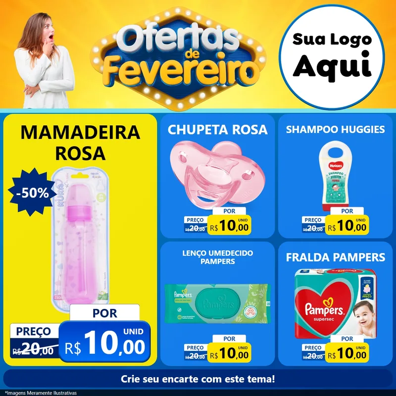 Modelo de Rede Social para Feed Facebook com o tema Ofertas de Fevereiro para Bebês