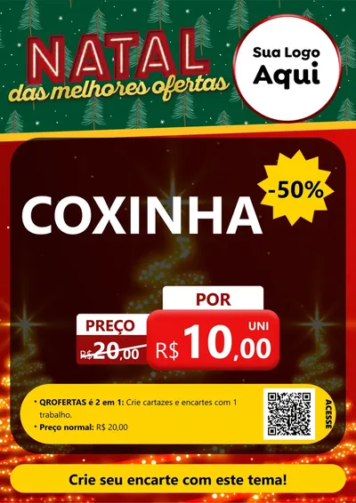 Modelo de Cartaz para Cartaz A4 Vertical com o tema Natal das Melhores Ofertas para Salgadaria
