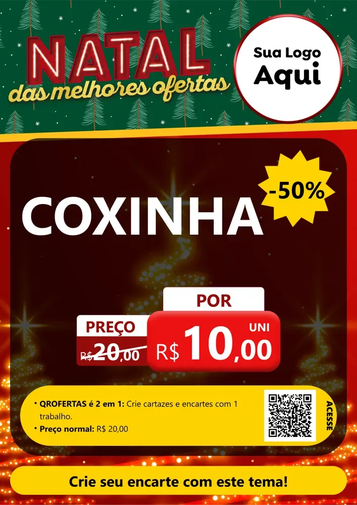Modelo de Cartaz para Cartaz A4 Vertical com o tema Natal das Melhores Ofertas para Salgadaria