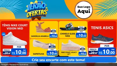 Modelo de TV para TV Horizontal com o tema Verão de Ofertas para Calçados