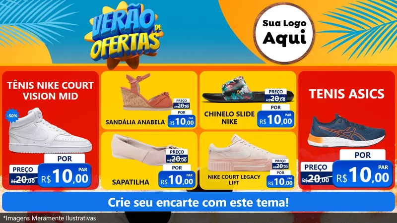 Modelo de TV para TV Horizontal com o tema Verão de Ofertas para Calçados