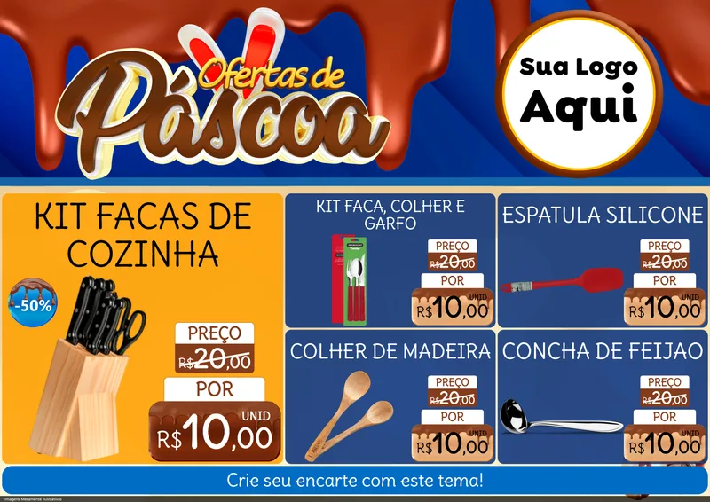 Modelo de Encarte para Encarte A4 Horizontal com o tema Ofertas de Páscoa para Utilidades Domésticas