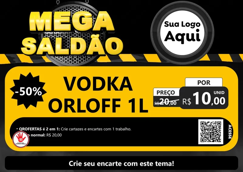 Modelo de Cartaz para Cartaz A4 Horizontal com o tema Mega Saldão para Distribuidora de bebidas