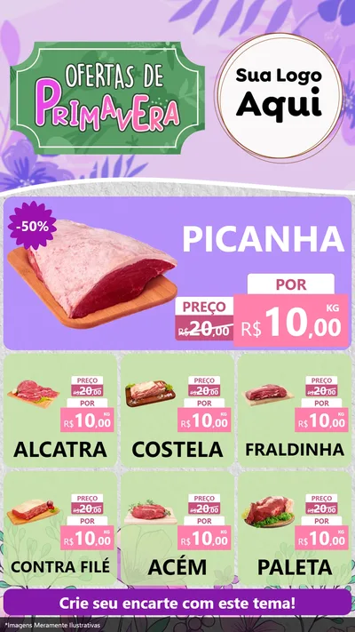 Modelo de Rede Social para Stories com o tema Ofertas de Primavera para Açougue
