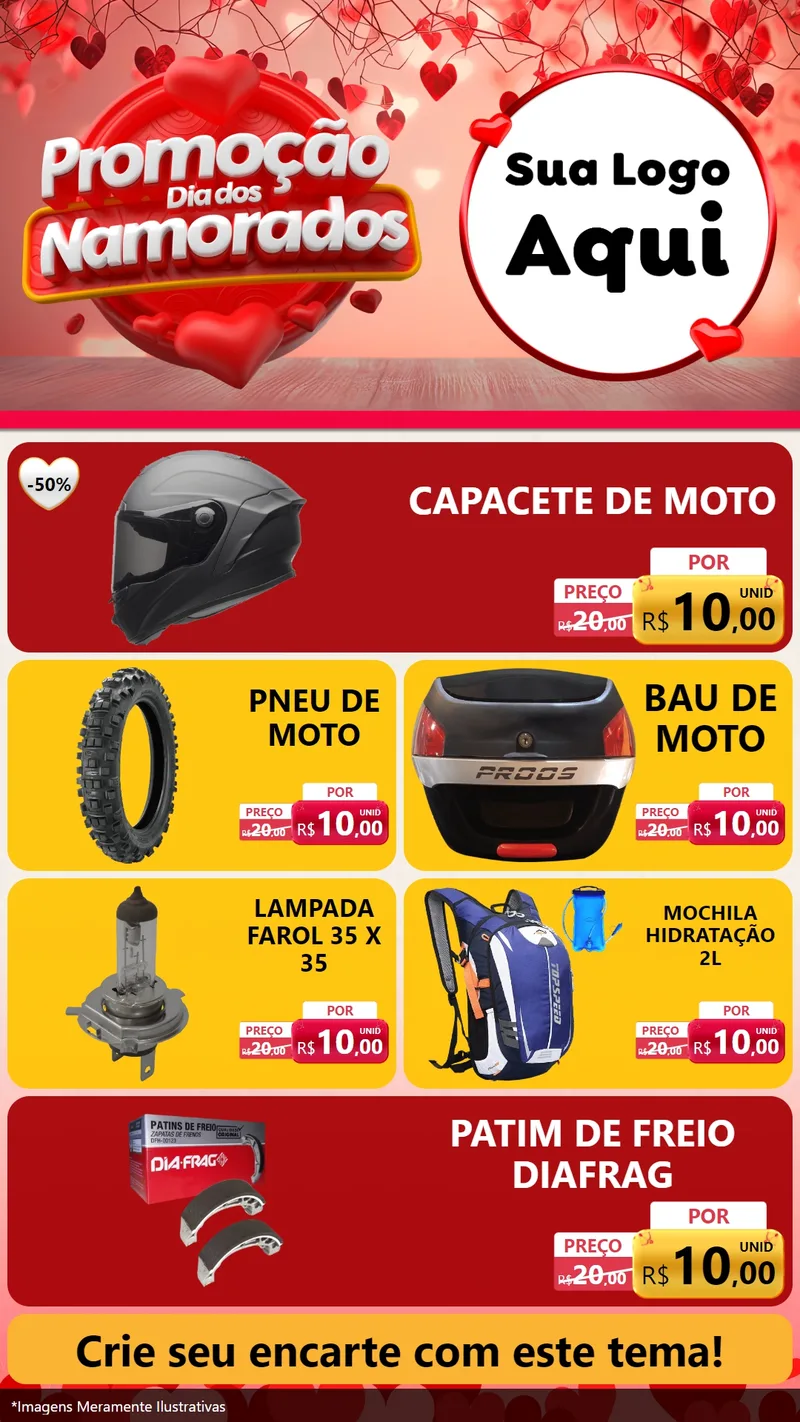 Modelo de TV para TV Vertical com o tema Promoção Dia dos Namorados para Moto peças