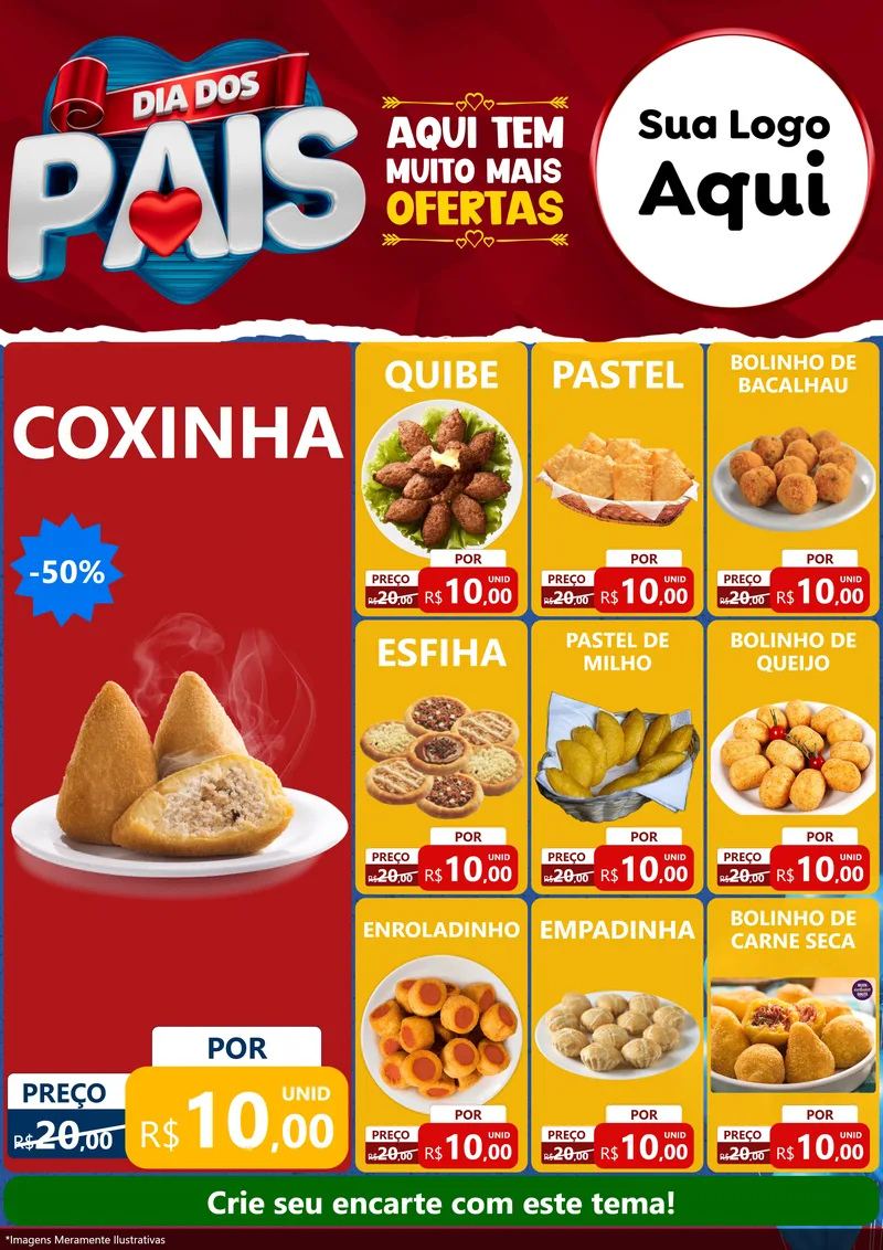 Modelo de Encarte para Encarte A4 Vertical com o tema Dia dos Pais para Salgadaria