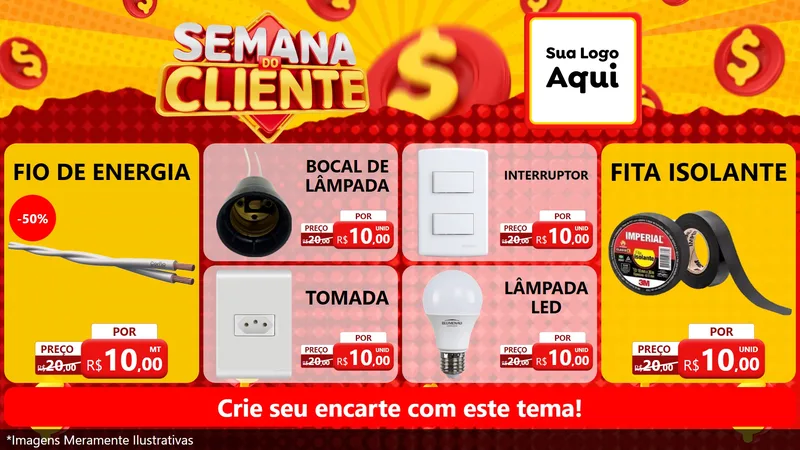 Modelo de TV para TV Horizontal com o tema Semana do Cliente para Materiais Elétricos