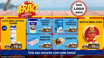 Modelo de TV para TV Horizontal com o tema Verão de Ofertas para Frios e Laticínios