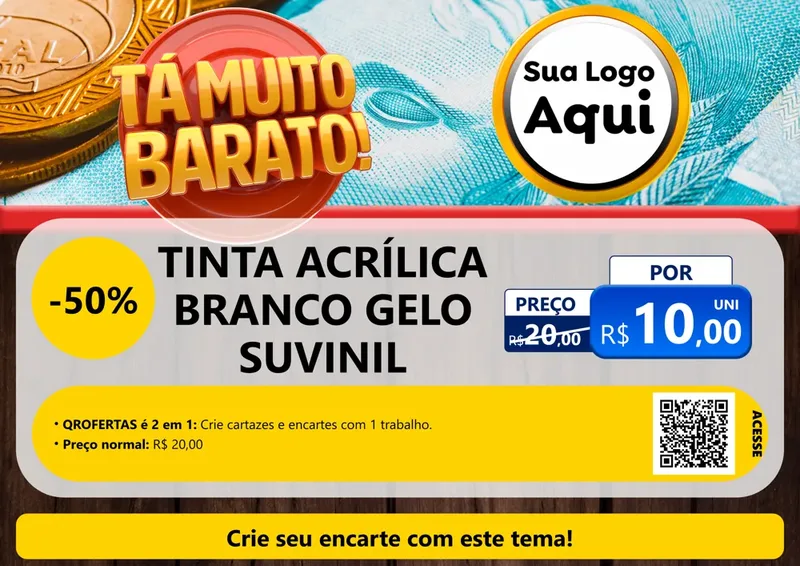 Modelo de Cartaz para Cartaz A4 Horizontal com o tema Está Muito Barato para Tintas e Ferramentas