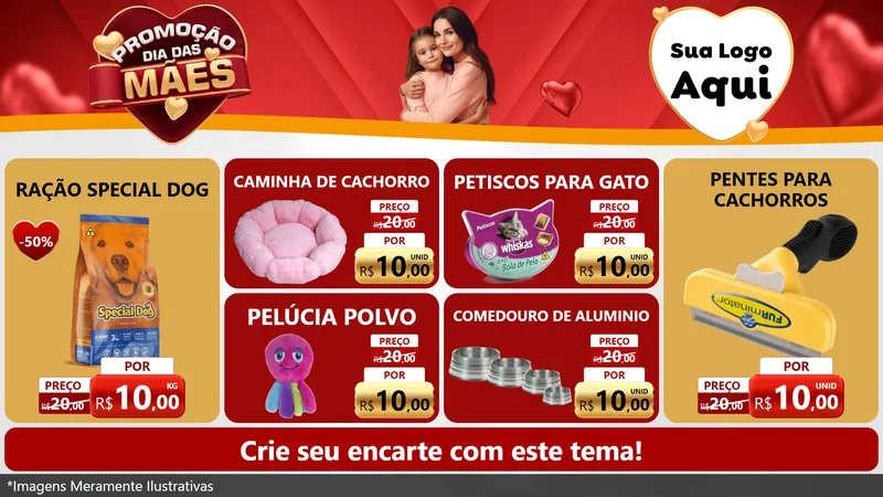 Modelo de TV para TV Horizontal com o tema Promoção Dia das Mães para Pet Shop