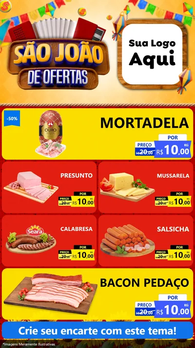 Modelo de TV para TV Vertical com o tema São João de Ofertas para Frios e Laticínios