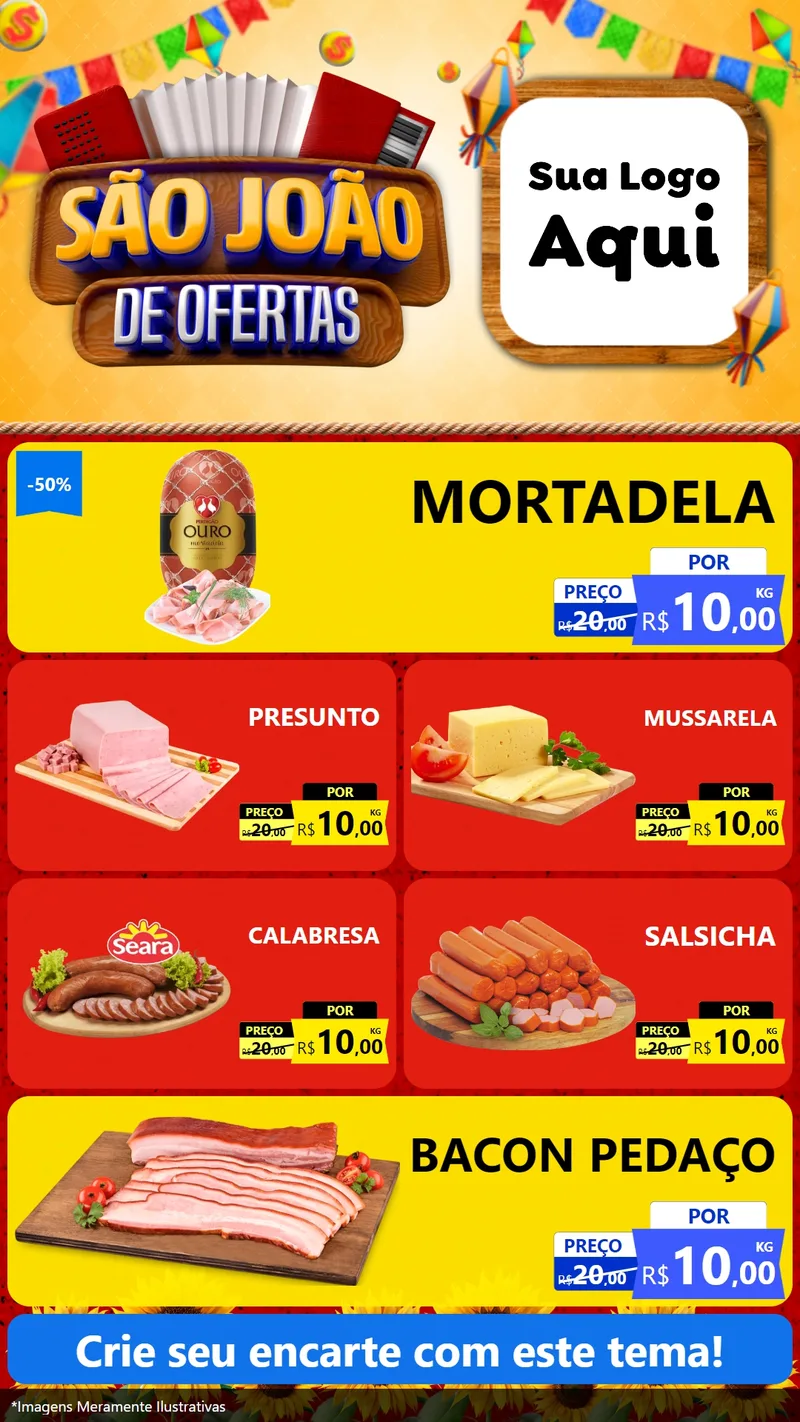 Modelo de TV para TV Vertical com o tema São João de Ofertas para Frios e Laticínios