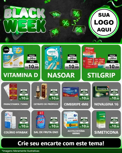 Modelo de Rede Social para Feed Instagram com o tema Black Week para Farmácia