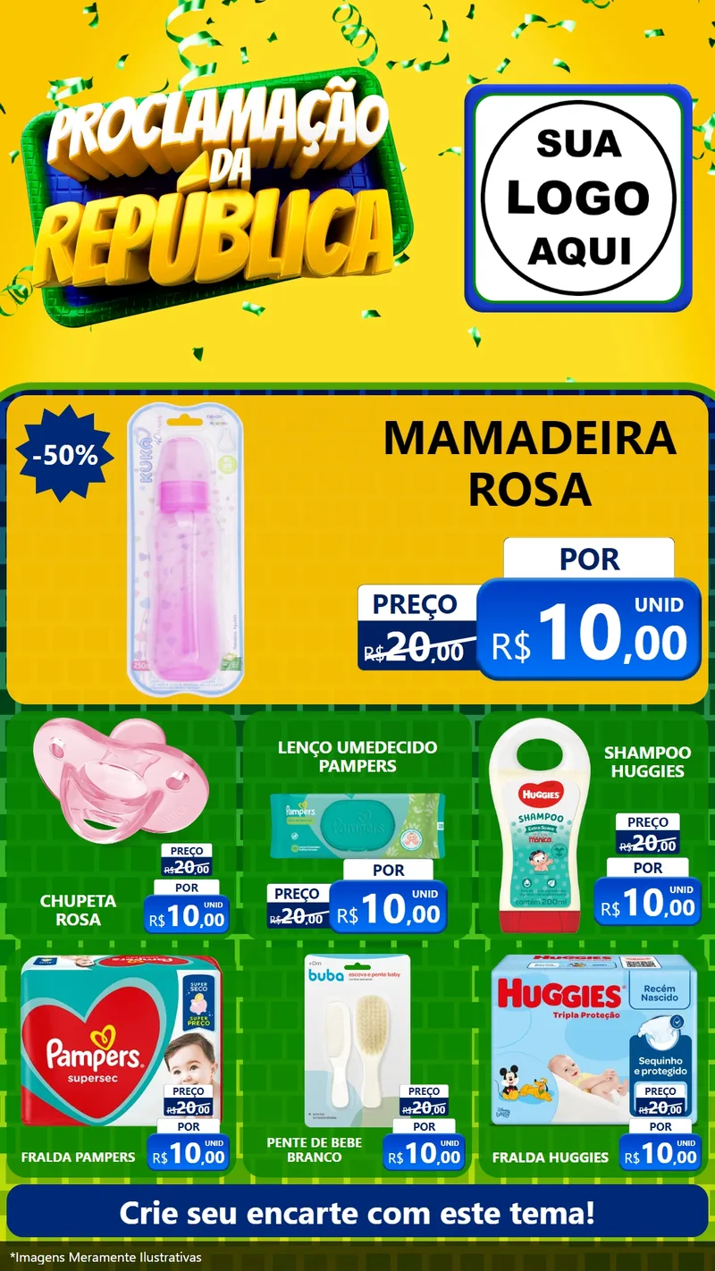 Modelo de Rede Social para Stories com o tema Proclamação da República para Bebês