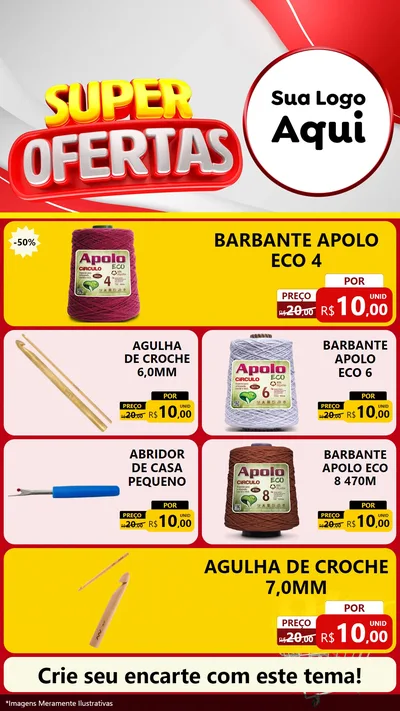Modelo de TV para TV Vertical com o tema Super Ofertas para Armarinho e Aviamentos