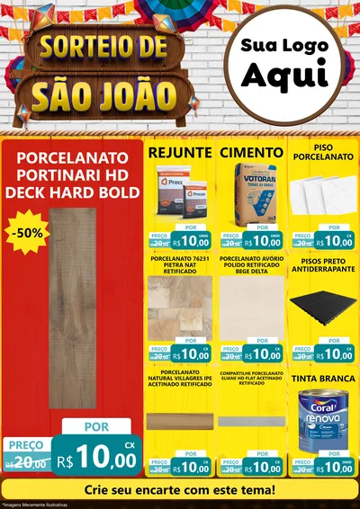 Modelo de Encarte para Encarte A4 Vertical com o tema Sorteio de São João para Pisos e revestimentos