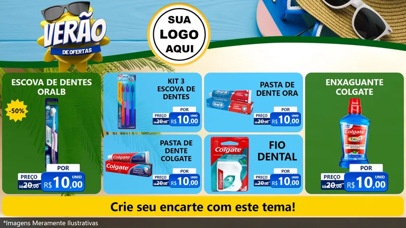 Modelo de TV para TV Horizontal com o tema Verão de Ofertas para Higiene Pessoal