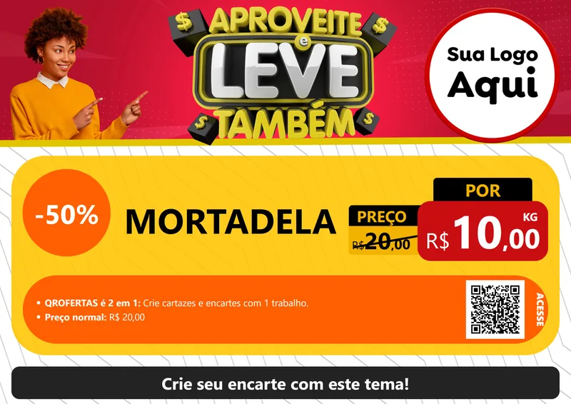 Modelo de Cartaz para Cartaz A4 Horizontal com o tema Aproveite e Leve Também para Frios e Laticínios