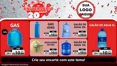 Modelo de TV para TV Horizontal com o tema Promoção de Aniversário - 20 Anos para Água e gás