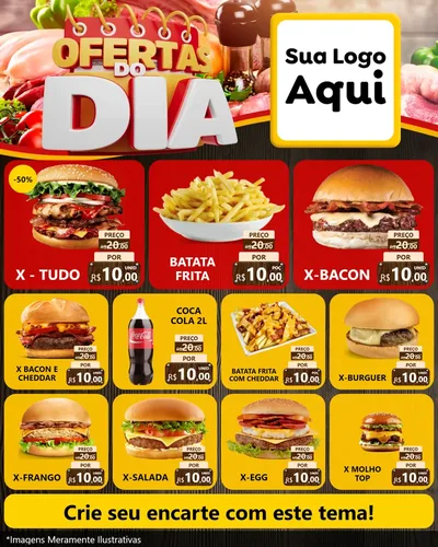 Modelo de Rede Social para Feed Instagram com o tema Ofertas do Dia para Hamburgueria