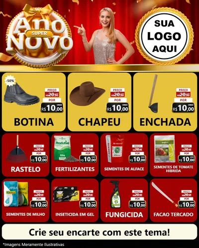 Modelo de Rede Social para Feed Instagram com o tema Super Ano Novo para Agropecuária
