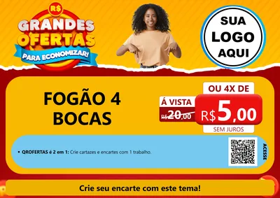 Modelo de Cartaz para Cartaz A4 Horizontal com o tema Grandes Ofertas Para Economizar! para Móveis e Eletro