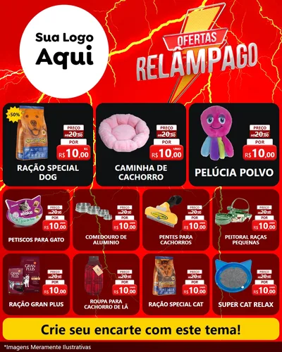 Modelo de Rede Social para Feed Instagram com o tema Ofertas Relâmpago para Pet Shop
