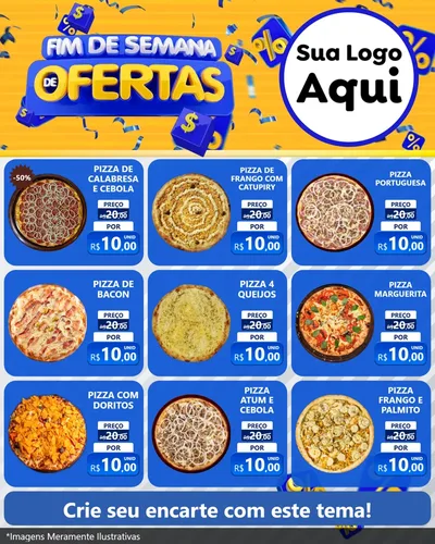 Modelo de Rede Social para Feed Instagram com o tema Fim de Semana de Ofertas para Pizzaria