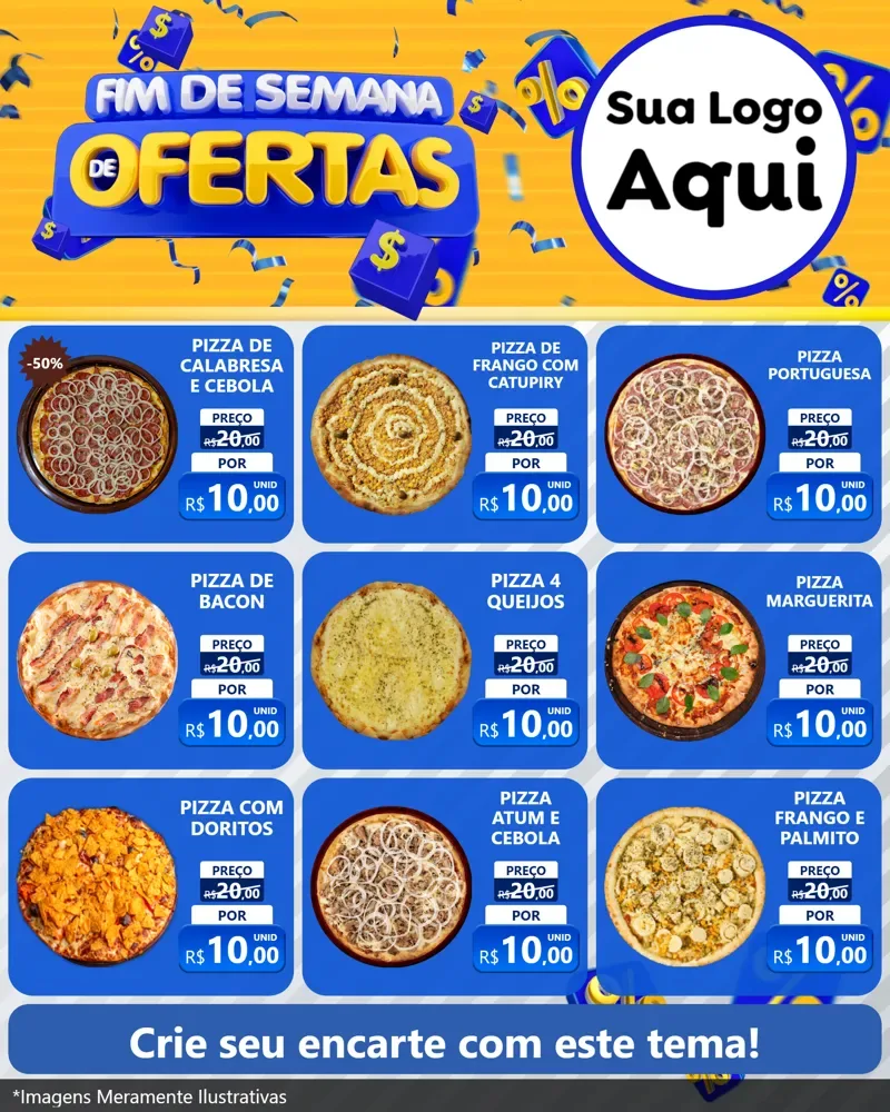 Modelo de Rede Social para Feed Instagram com o tema Fim de Semana de Ofertas para Pizzaria