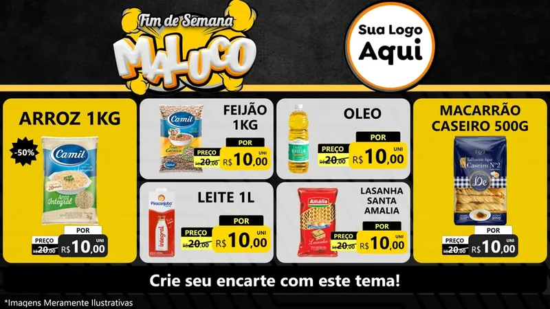 Modelo de TV para TV Horizontal com o tema Fim de Semana Maluco para Supermercado