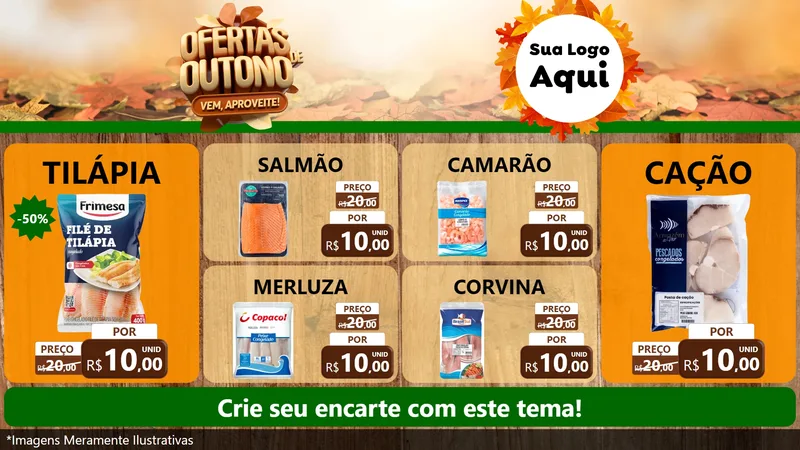 Modelo de TV para TV Horizontal com o tema Ofertas de Outono - Vem, Aproveite! para Peixaria