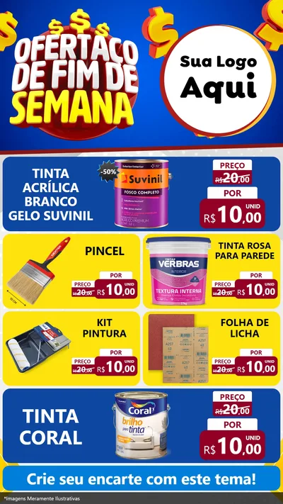 Modelo de TV para TV Vertical com o tema Ofertaço de Fim de Semana para Tintas e Ferramentas