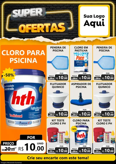 Modelo de Encarte para Encarte A4 Vertical com o tema Super Ofertas para Produtos para Piscina