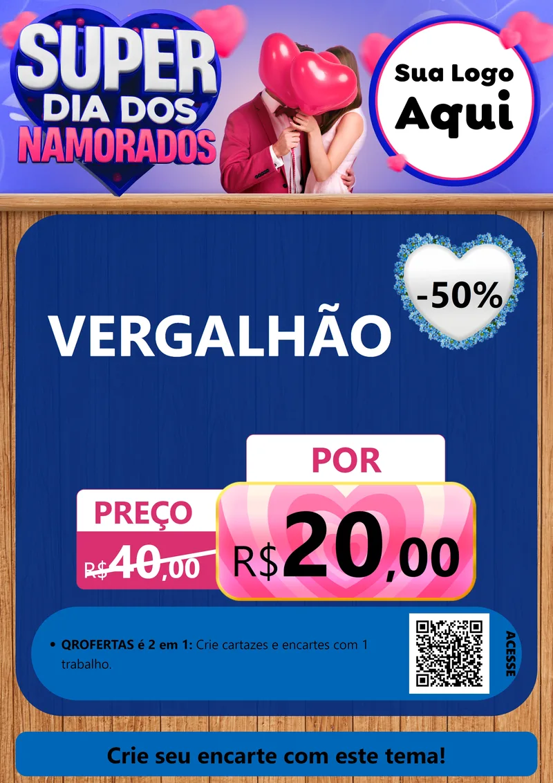 Modelo de Cartaz para Cartaz A4 Vertical com o tema Super Dia dos Namorados para Ferragens