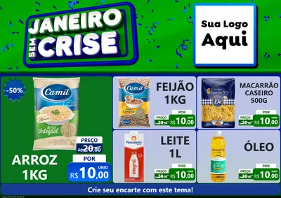 Modelo de Encarte para Encarte A4 Horizontal com o tema Janeiro Sem Crise para Supermercado