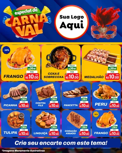 Modelo de Rede Social para Feed Instagram com o tema Especial de Carnaval para Assados