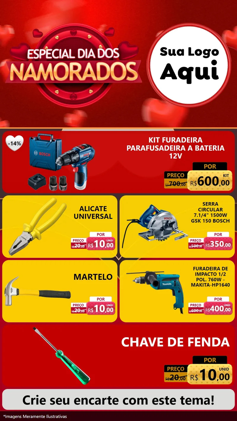 Modelo de TV para TV Vertical com o tema Especial Dia Dos Namorados para Maquinas e Ferramentas