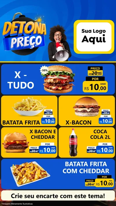 Modelo de TV para TV Vertical com o tema Detona Preços para Hamburgueria