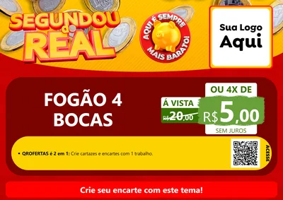 Modelo de Cartaz para Cartaz A4 Horizontal com o tema Segundou do Real para Móveis e Eletro