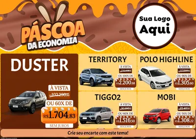 Modelo de Encarte para Encarte A4 Horizontal com o tema Páscoa da Economia para Concessionaria de Carros