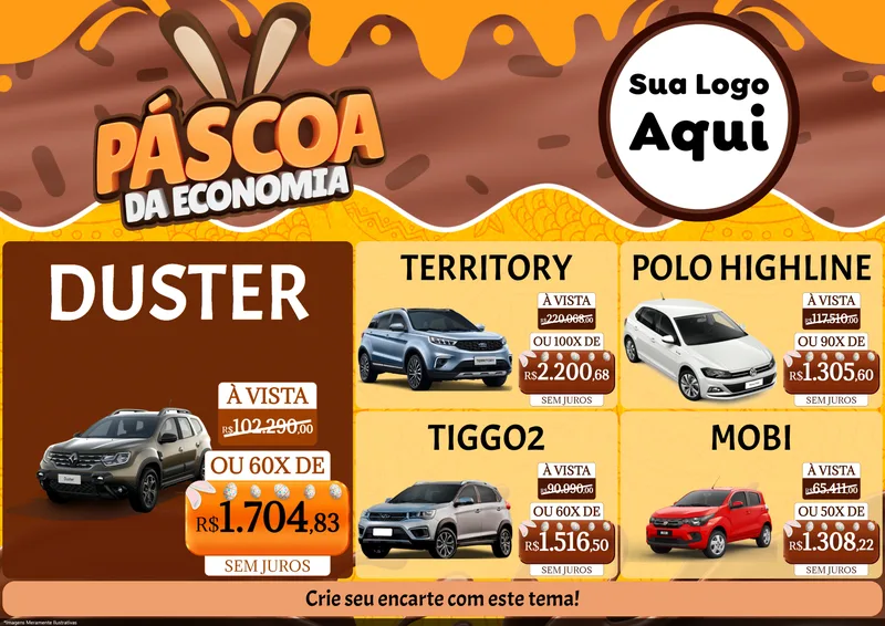 Modelo de Encarte para Encarte A4 Horizontal com o tema Páscoa da Economia para Concessionaria de Carros