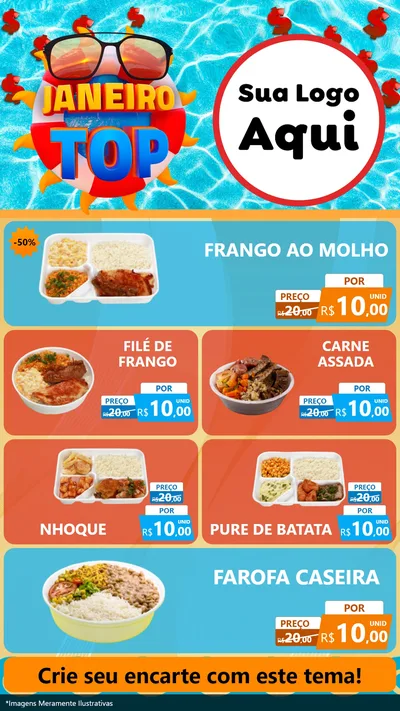 Modelo de TV para TV Vertical com o tema Janeiro Top para Restaurante