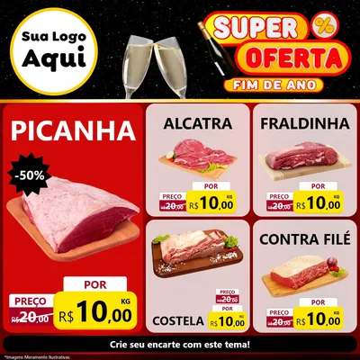 Modelo de Rede Social para Feed Facebook com o tema Super Oferta Fim de Ano para Açougue