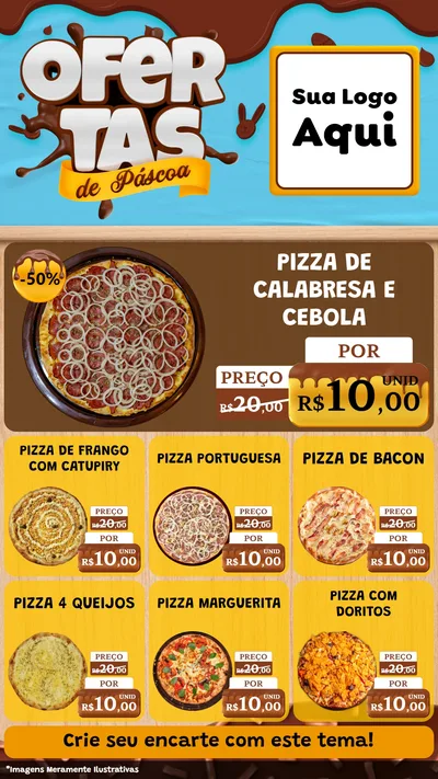 Modelo de Rede Social para Stories com o tema Ofertas de Páscoa para Pizzaria