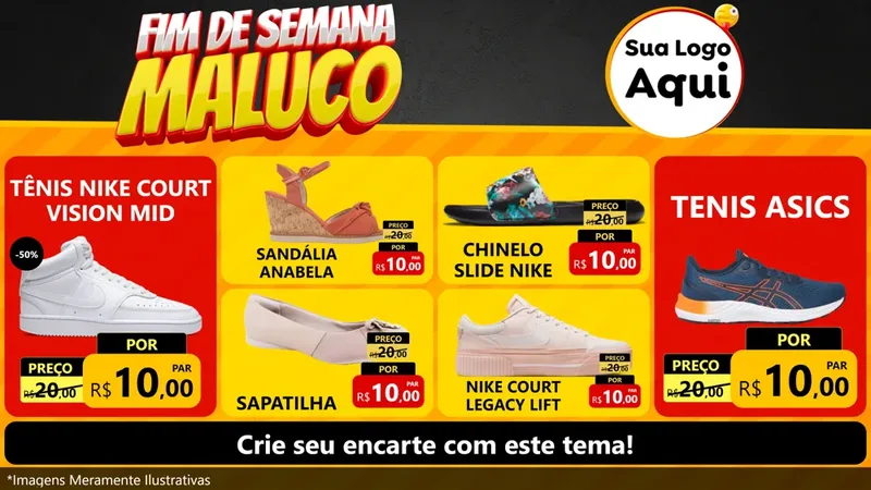 Modelo de TV para TV Horizontal com o tema Final de Semana Maluco para Calçados
