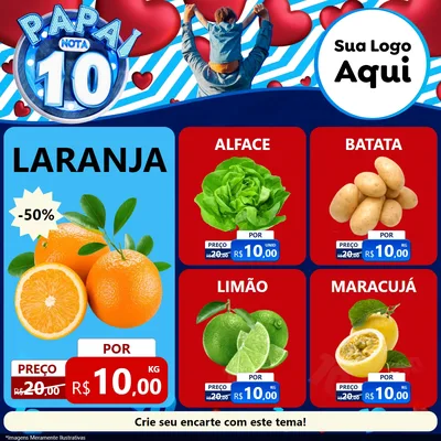 Modelo de Rede Social para Feed Facebook com o tema Papai Nota 10 para Hortifrúti