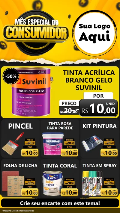 Modelo de Rede Social para Stories com o tema Mês Especial do Consumidor para Tintas e Ferramentas